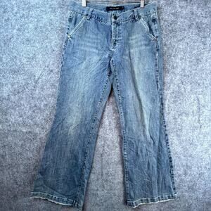 Vintage Calvin Klein Jeans Womens 10 Blue Straight Embroidered Trousers